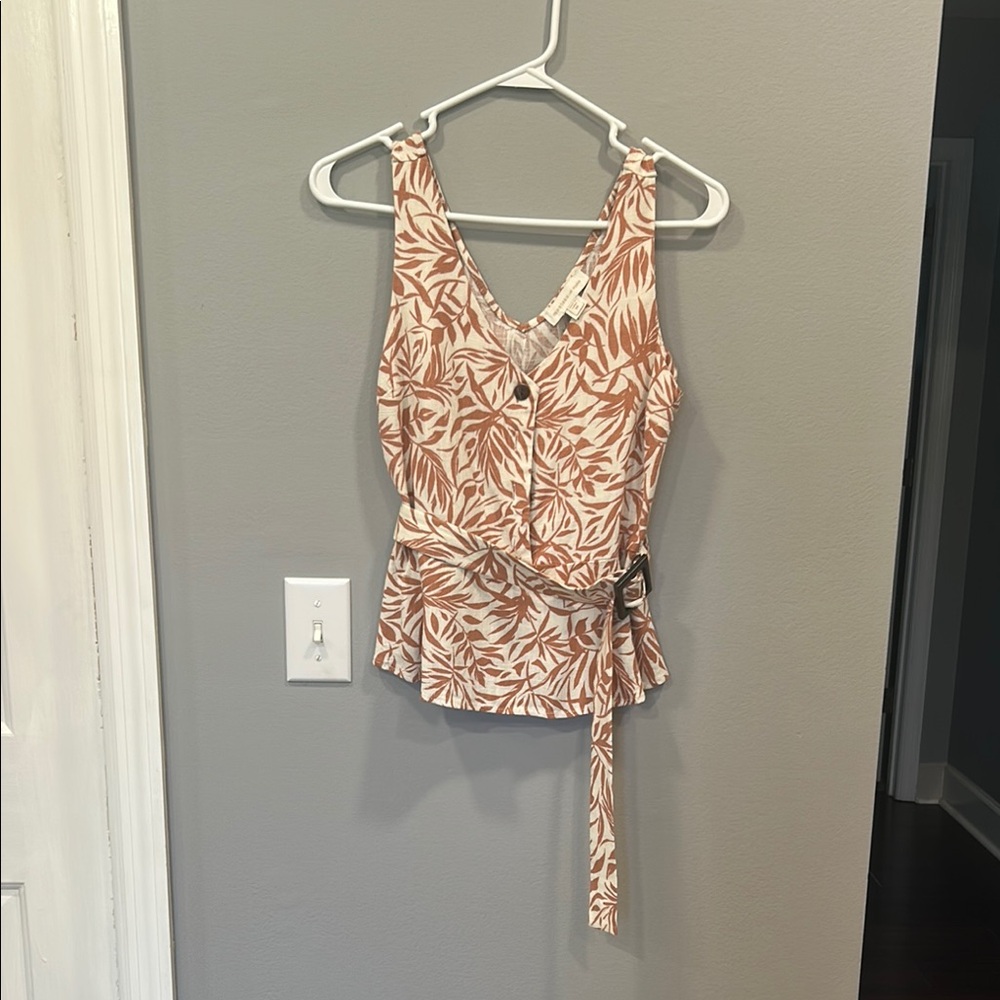 Monteau Gold Sleeveless Tank Top with Tie Front